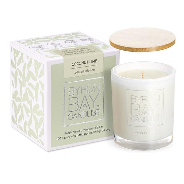 Coconut Lime Medium 30 Hour Pure Soy Candle Byron Bay Candles